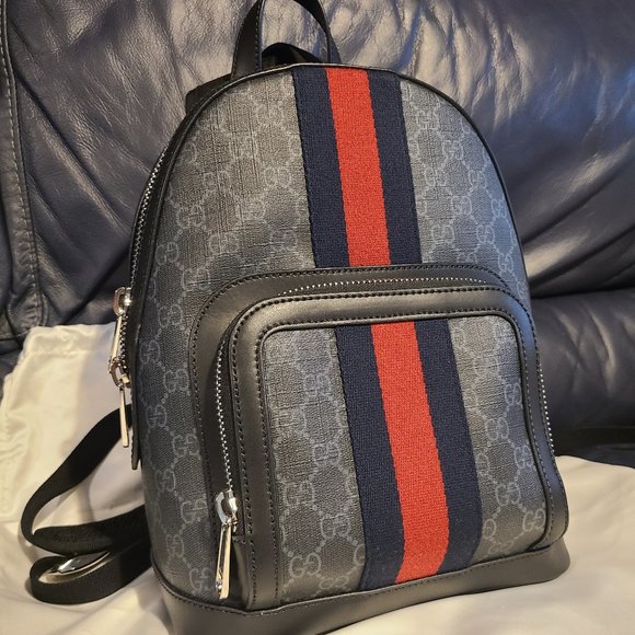 100% Real GUCCI Supreme Small Backpack – Black/Grey **rare item** - Picture 2 of 10